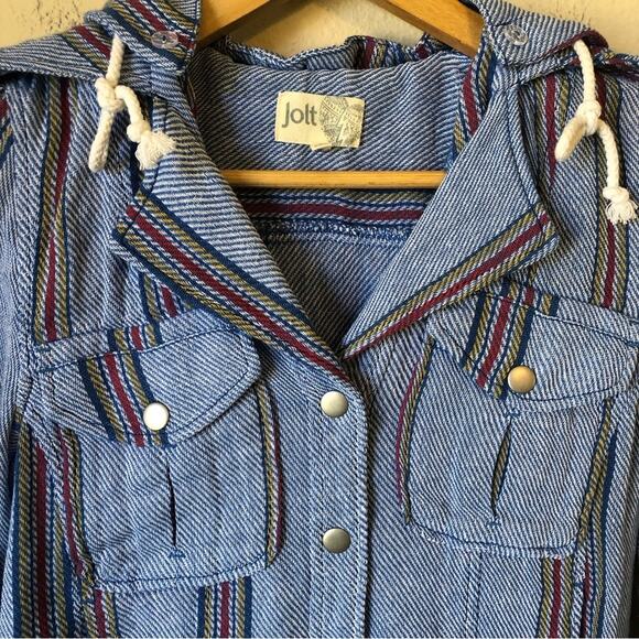 Jolt Shacket Women’s XS Cropped Hooded Bohemian Boho Snaps Pockets Jacket - Picture 2 of 13